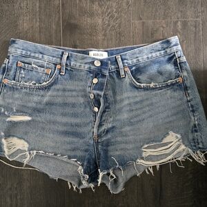 AGOLDE PARKER Women's Distressed Denim Shorts - Blue